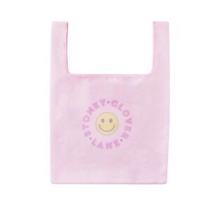 Stoney Clover Lane Women's Pink Smiley Face Reusable Packable Tote Bag